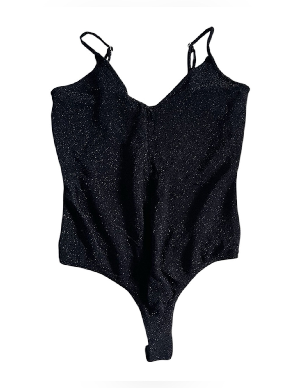 Revamped Black Sparkle V-Neck Bodysuit